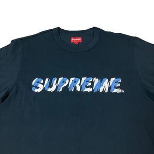 Supreme T-Shirt  L Black Streetwear Blue Graphic Logo Skatercore Cotton Tee